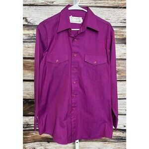 Vintage Longhorn Shirt Men’s Button Western Cowboy 15 1/2 33 Pink